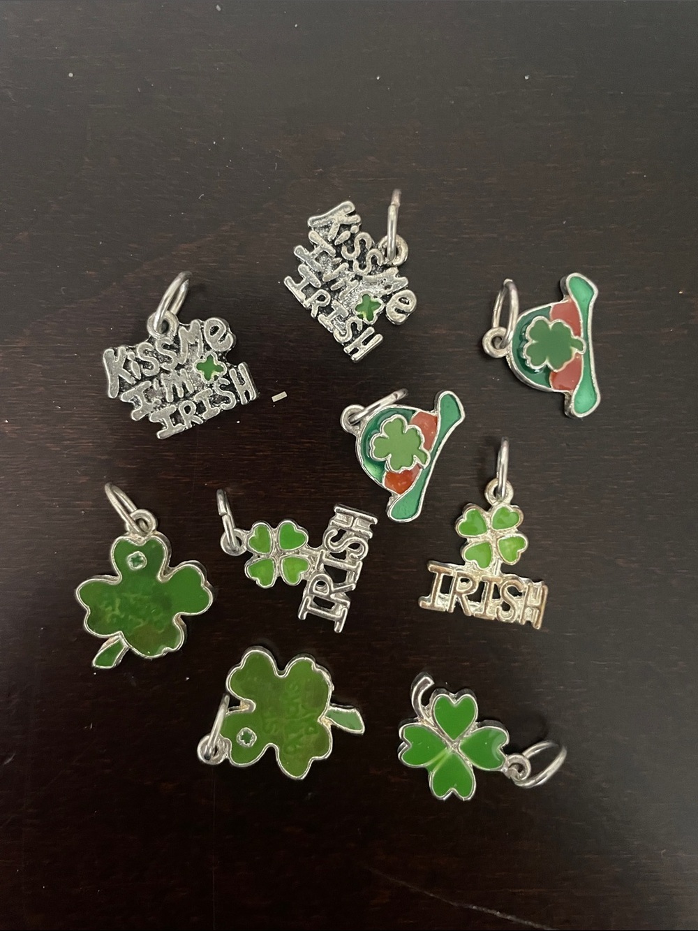 Lucky Shamrock and Irish Charm Set - Green Silver Accents